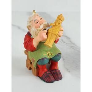 Hallmark Carving Santa Ornament 2001 Christmas Holidays 3" Home Decor Vintage
